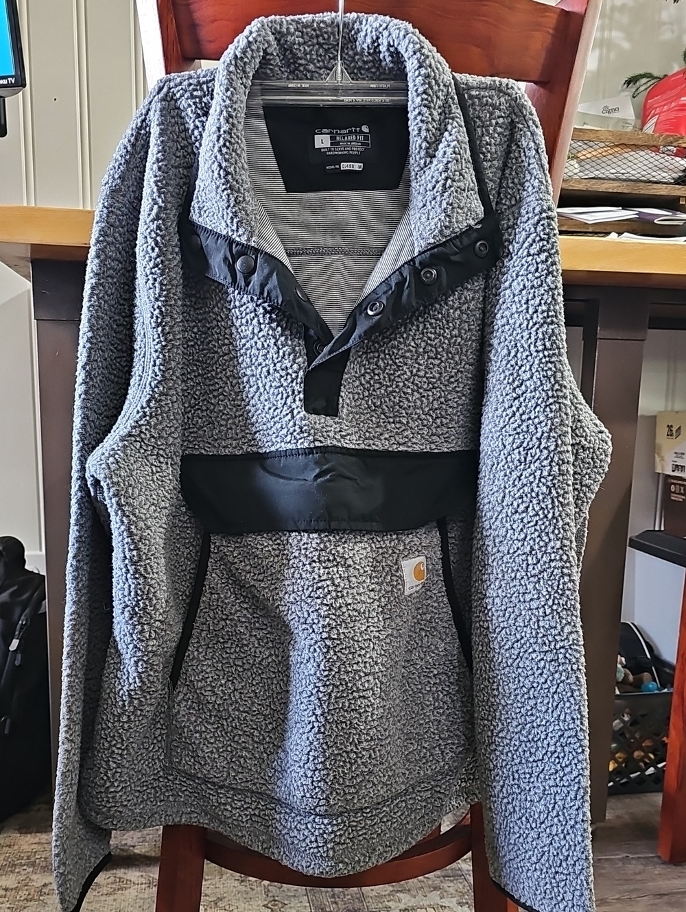 Carhartt Gray and Black Sherpa Snap Pullover